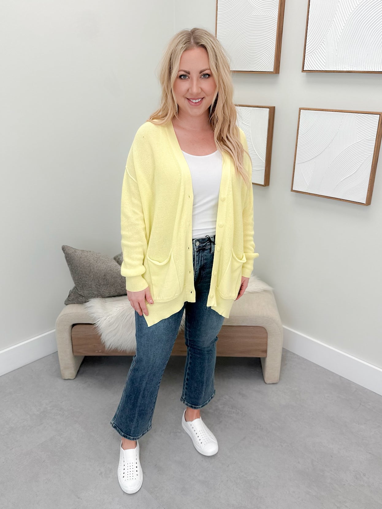 Cybil Cardigan in Lemon