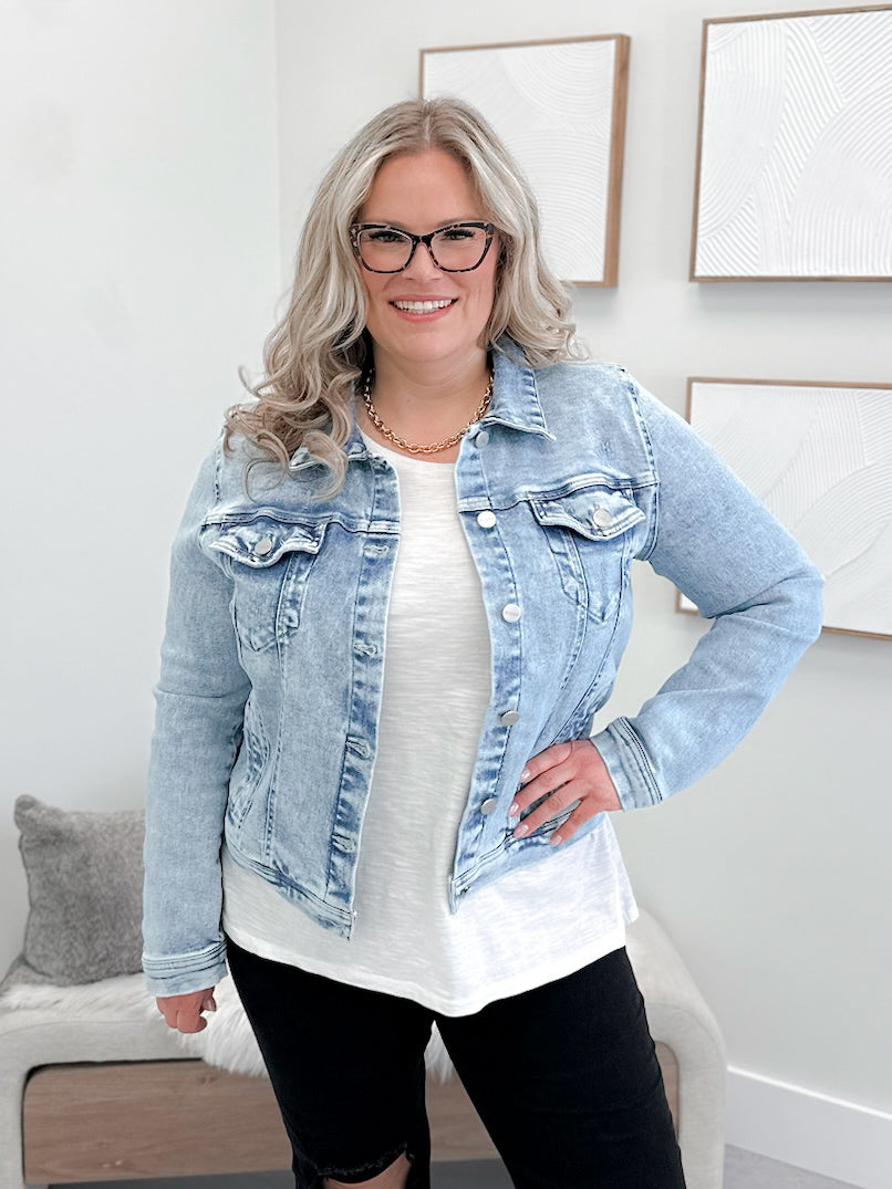 Blind Date Acid Wash Denim Jacket by Risen