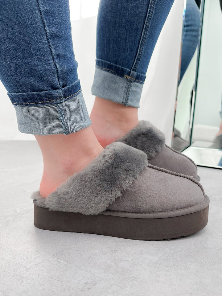 Solice Platform Slip Ons in Grey