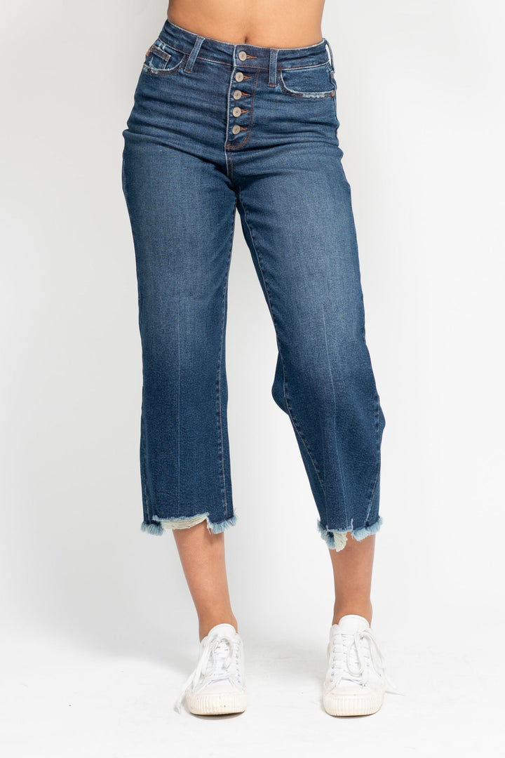 Lingo Cropped Mid Wash Jeans by Judy Blue