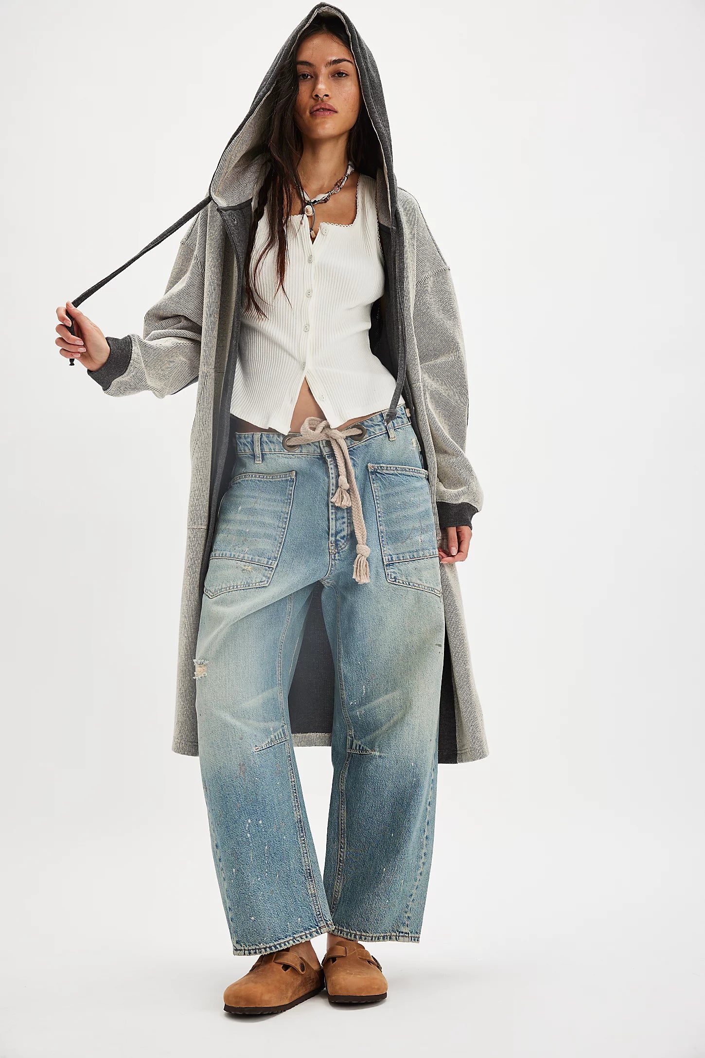 Tomorrows Sweatshirt Cardigan in Dark Grey by Free People