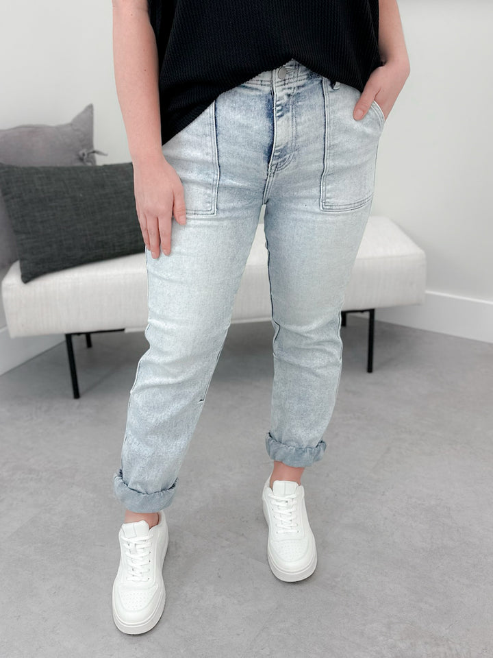 Indy Ankle Jogger Jeans in Light Acid by Risen