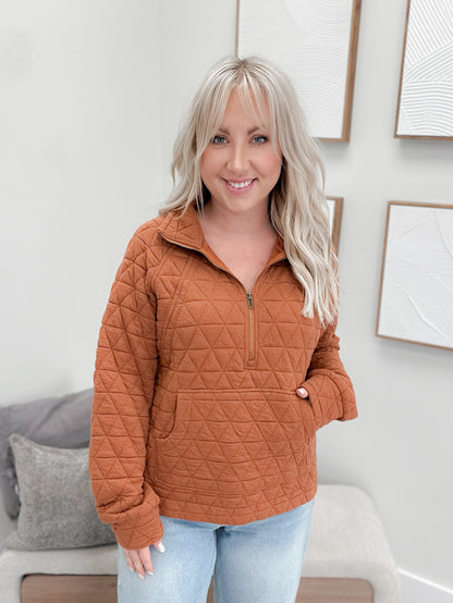 Hollis Quilted Pullover in Copper