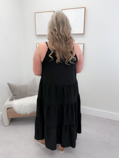 Flynn Tiered Dress in Black