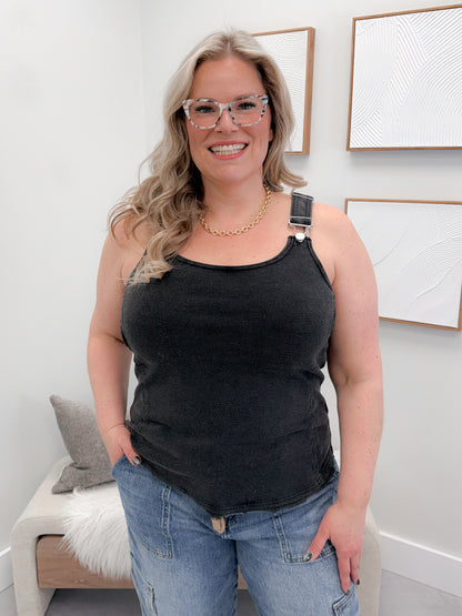 Bronwyn Buckle Tank in Acid Black