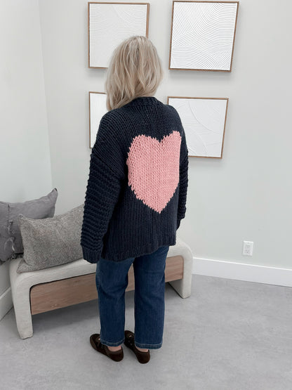 Andi Heart Cardigan in Navy