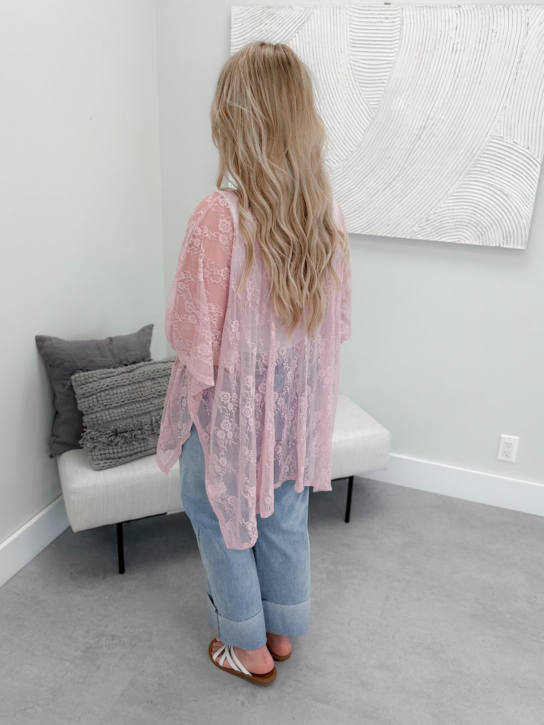 London Lace Kimono Cardi in Mauve