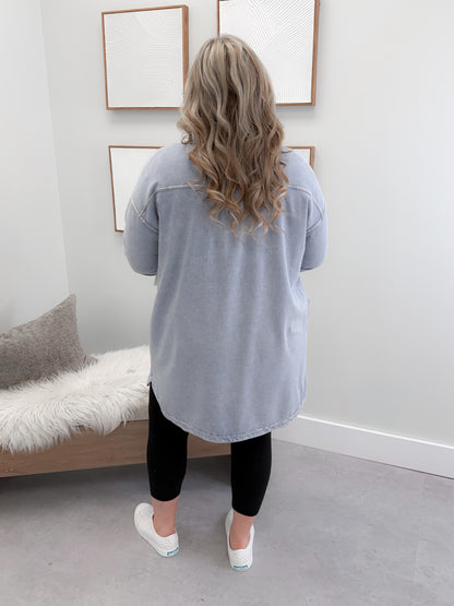 Char Soft Denim Long Jacket in Light Wash