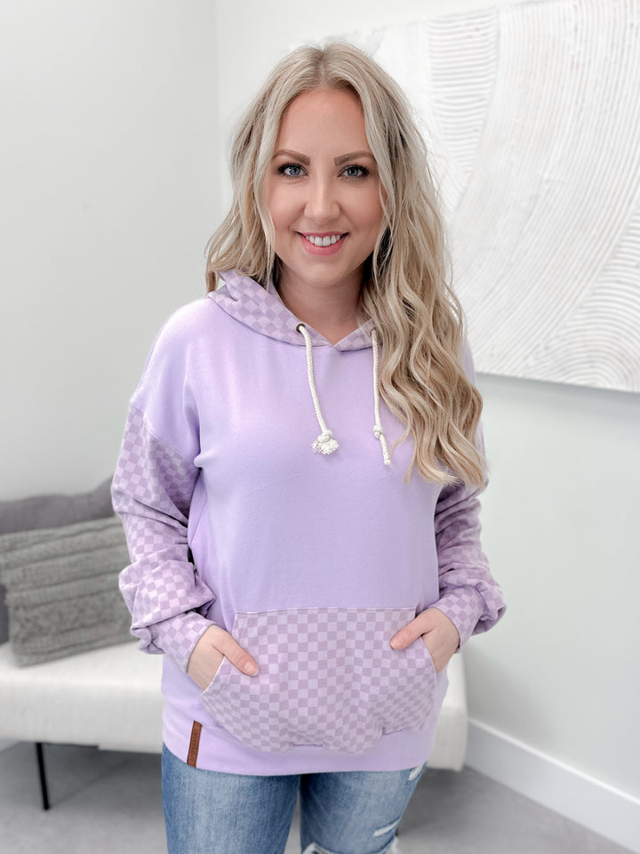 Checked Out Purple University Hoodie by Ampersand Ave