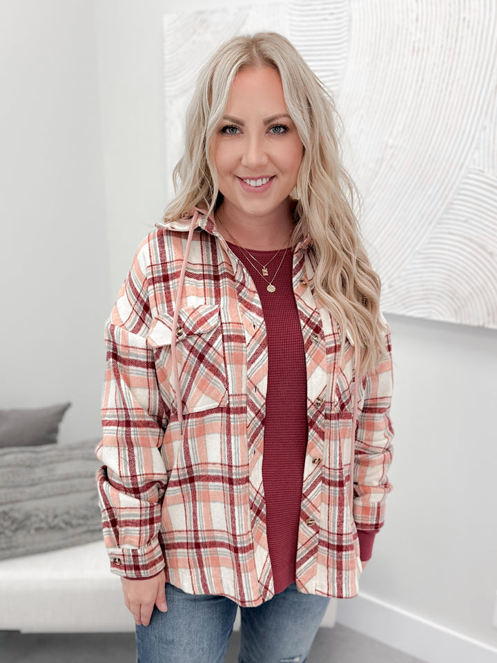 Canmore Shacket in Pink Plaid