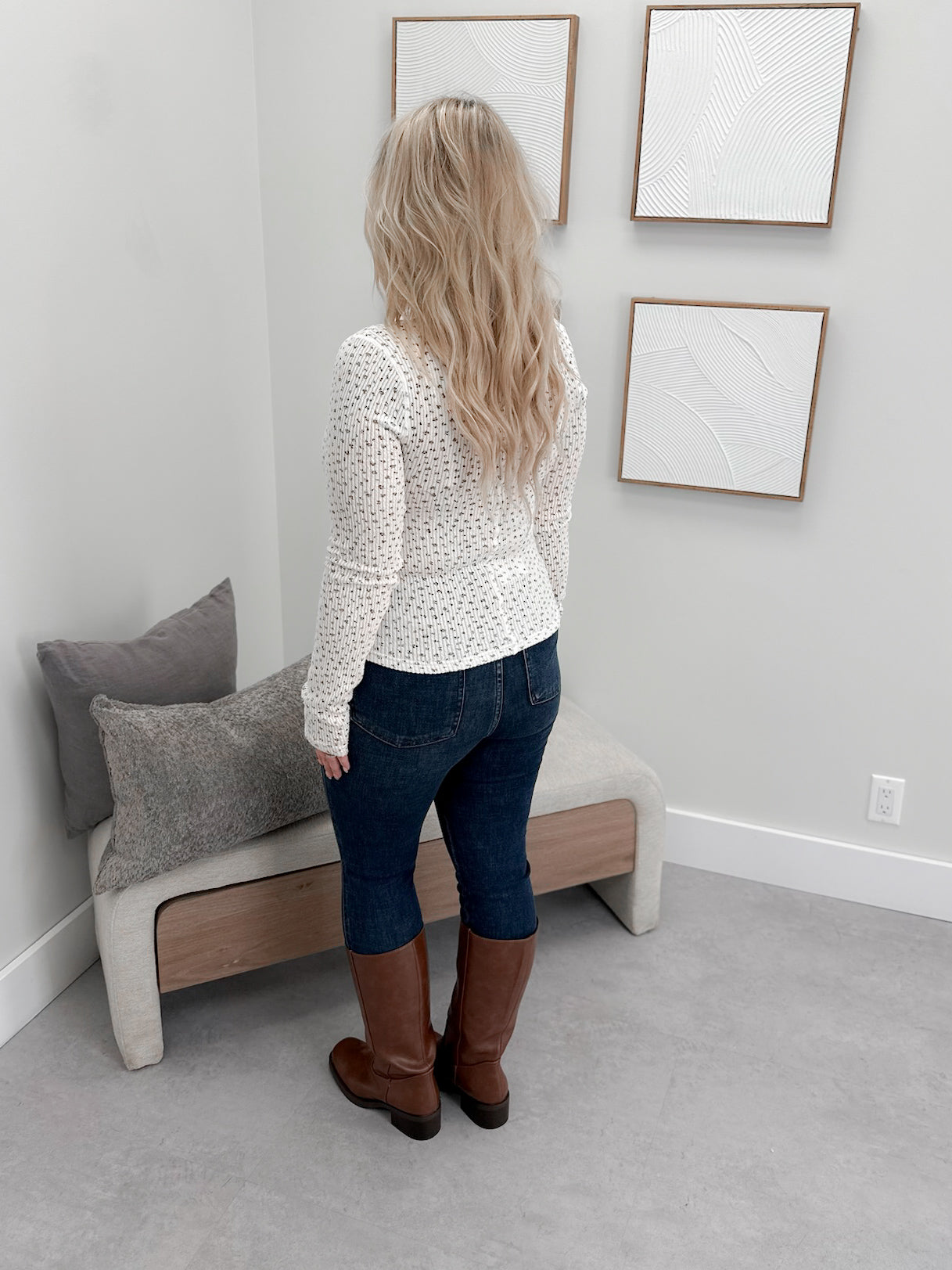 Bella Ribbed Long Sleeve in Cream