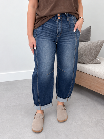 Jovie Barrel Roll Up High Rise Jeans by Risen