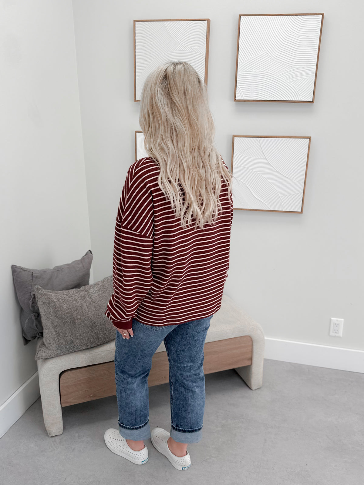 Saylor Stripe Long Sleeve in Burgundy
