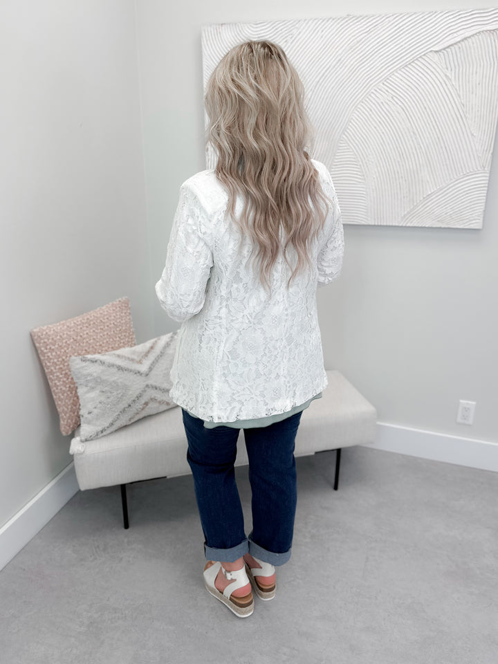 Evelyn Lace Blazer in Coconut
