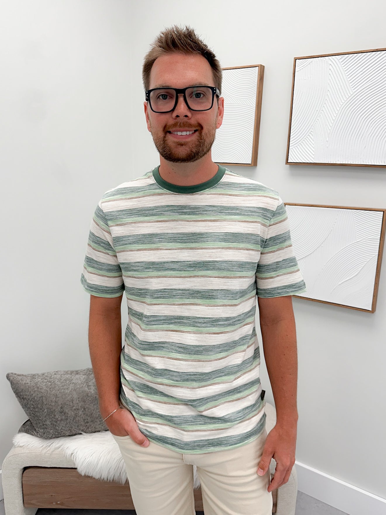 Mens Jett Tee in Green Stripe