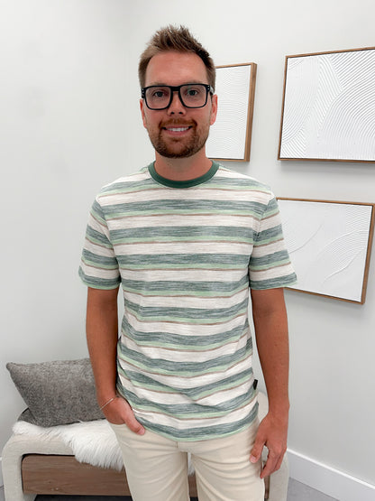 Mens Jett Tee in Green Stripe
