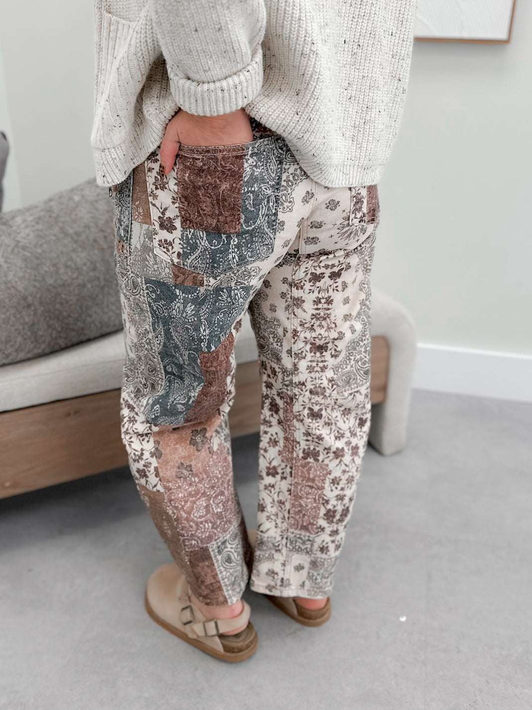 Paisley Barrel Pant in Earth Block by Risen