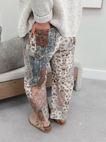 Paisley Barrel Pant in Earth Block by Risen