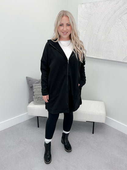 Peyton Full Zip Hoodie in Black