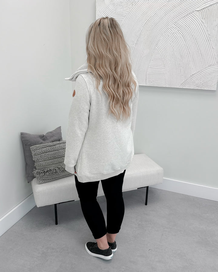 Silas Zip Up Cowl Neck in Oat