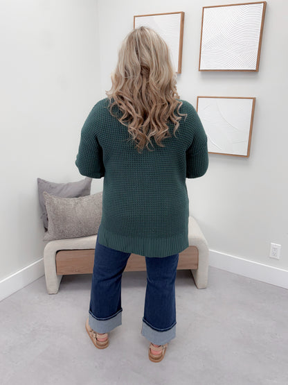 Wanda Waffle Cardi in Ash Jade