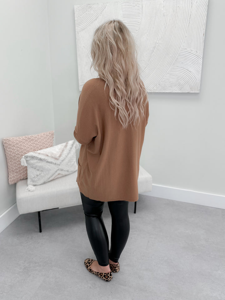 Pocket Tunic Sweater in Camel