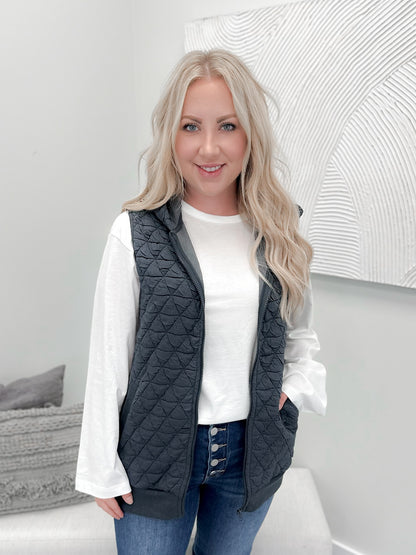 Jessa Quilted Vest in Gunmetal