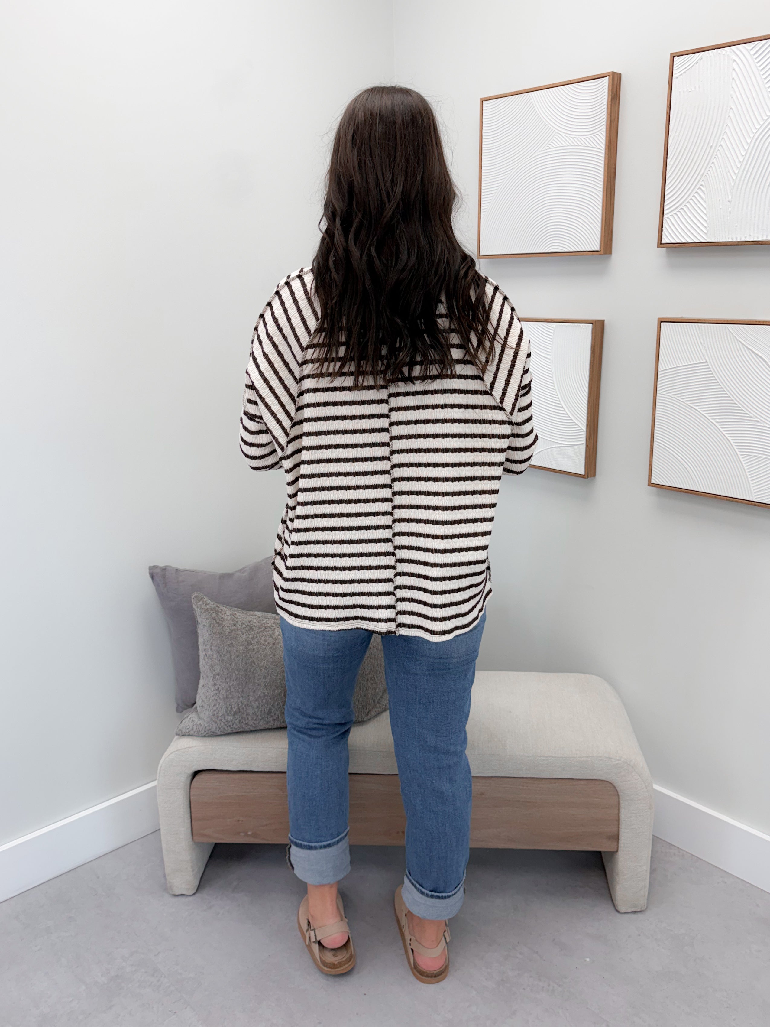 Eclipse Long Sleeve in Brown Stripes