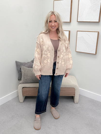 Lotan Embroidered Cardigan in Latte by Pol
