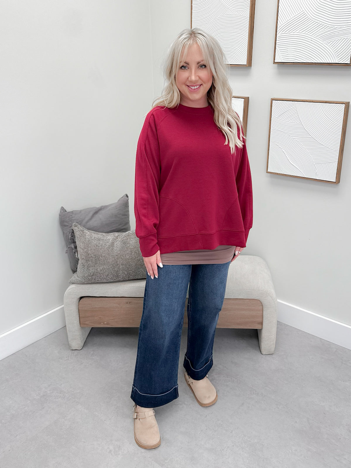 Willow Scuba Pullover in Cabernet