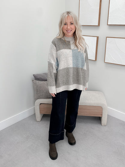 Joyce Color Blocked Sweater in Blue