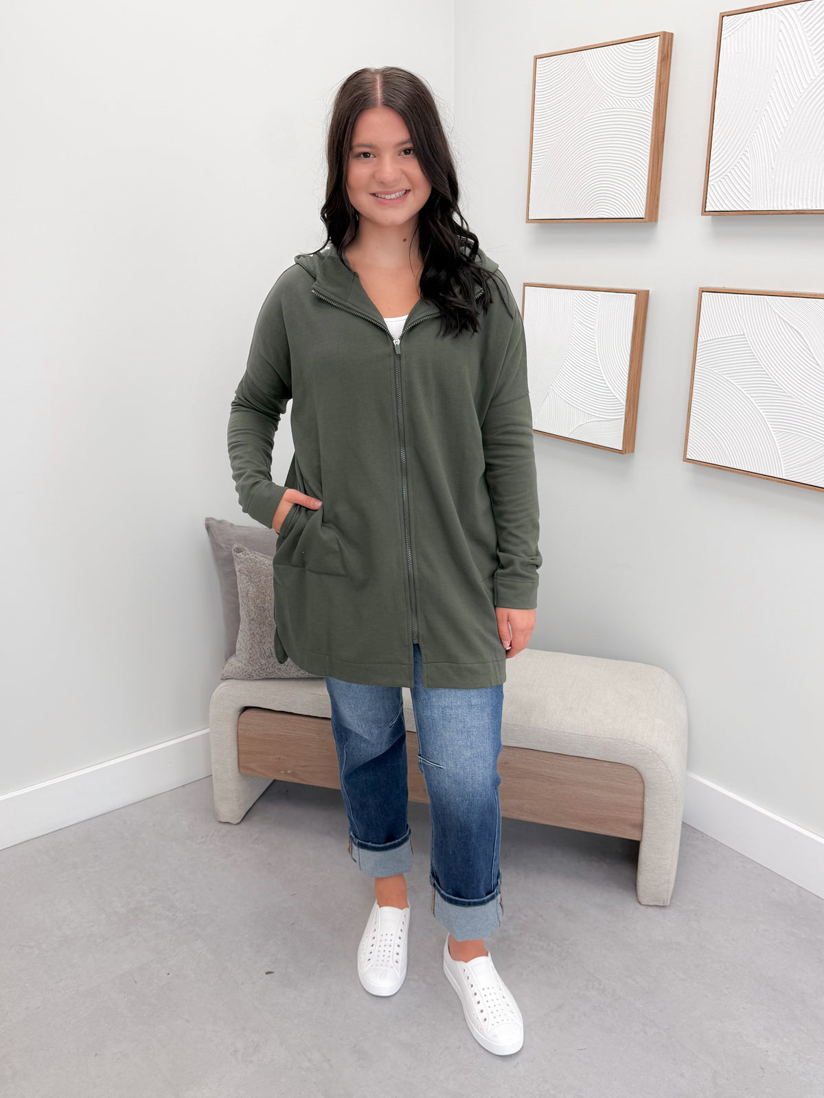 221 Full Zip Hoodie in Olive