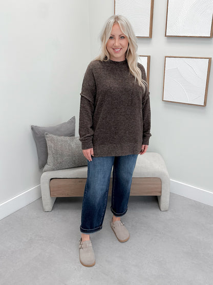 Denton Brushed Pullover in Brown