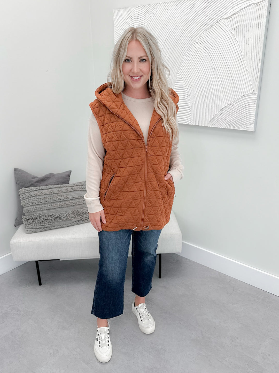 Miller Quilted Vest in Rust