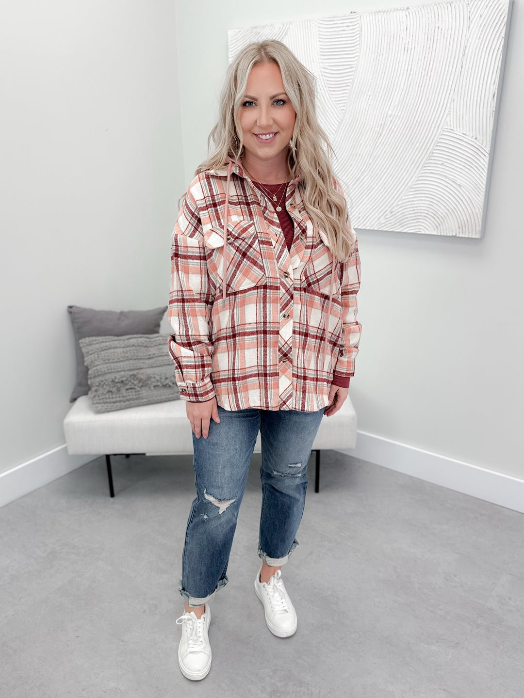 Canmore Shacket in Pink Plaid