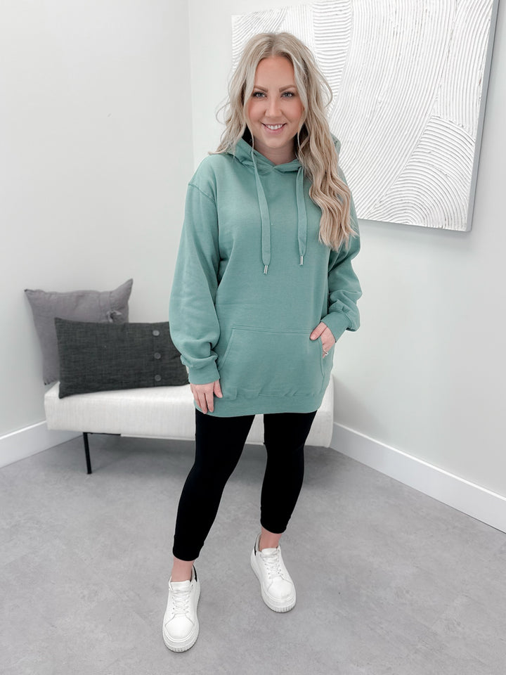 PREORDER - Promise Long Line Hoodie in Sage