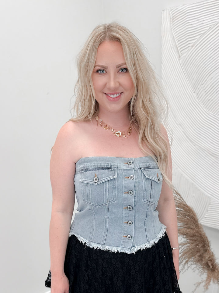 Ace Denim Strapless Top