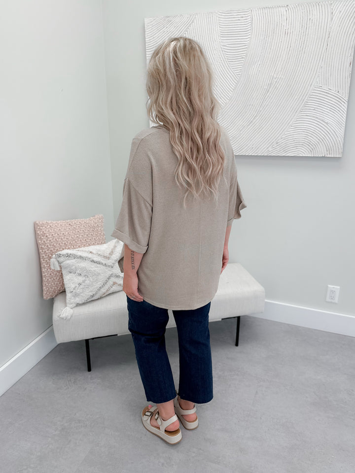 Clara Knit Tee in Taupe