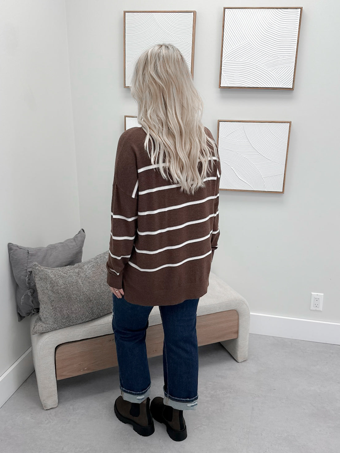 Jeanette Stripe Sweater in Brown