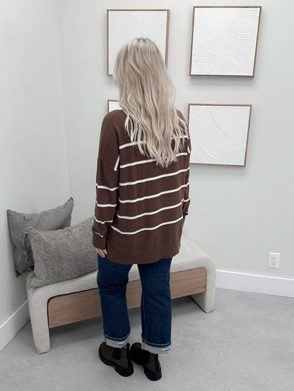 Jeanette Stripe Sweater in Brown