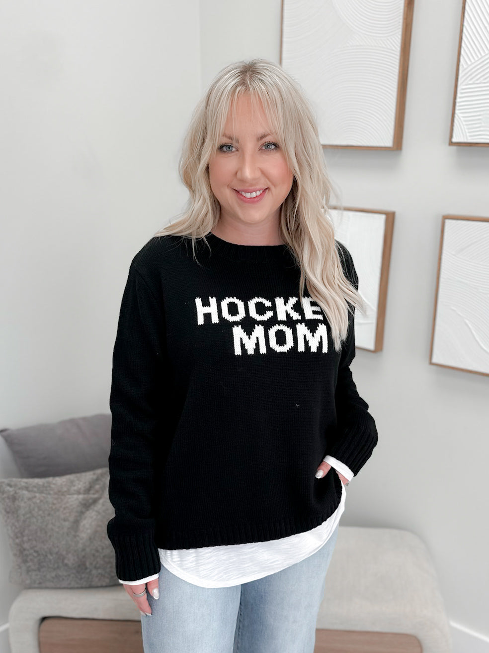 Hockey Mom Sweater in Black