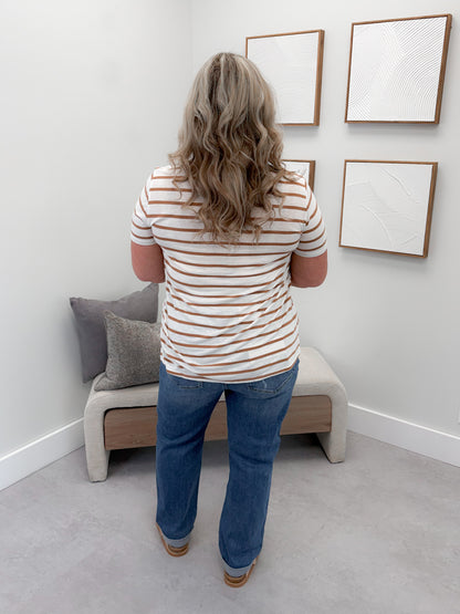 Alanis Striped Tee in Toffee