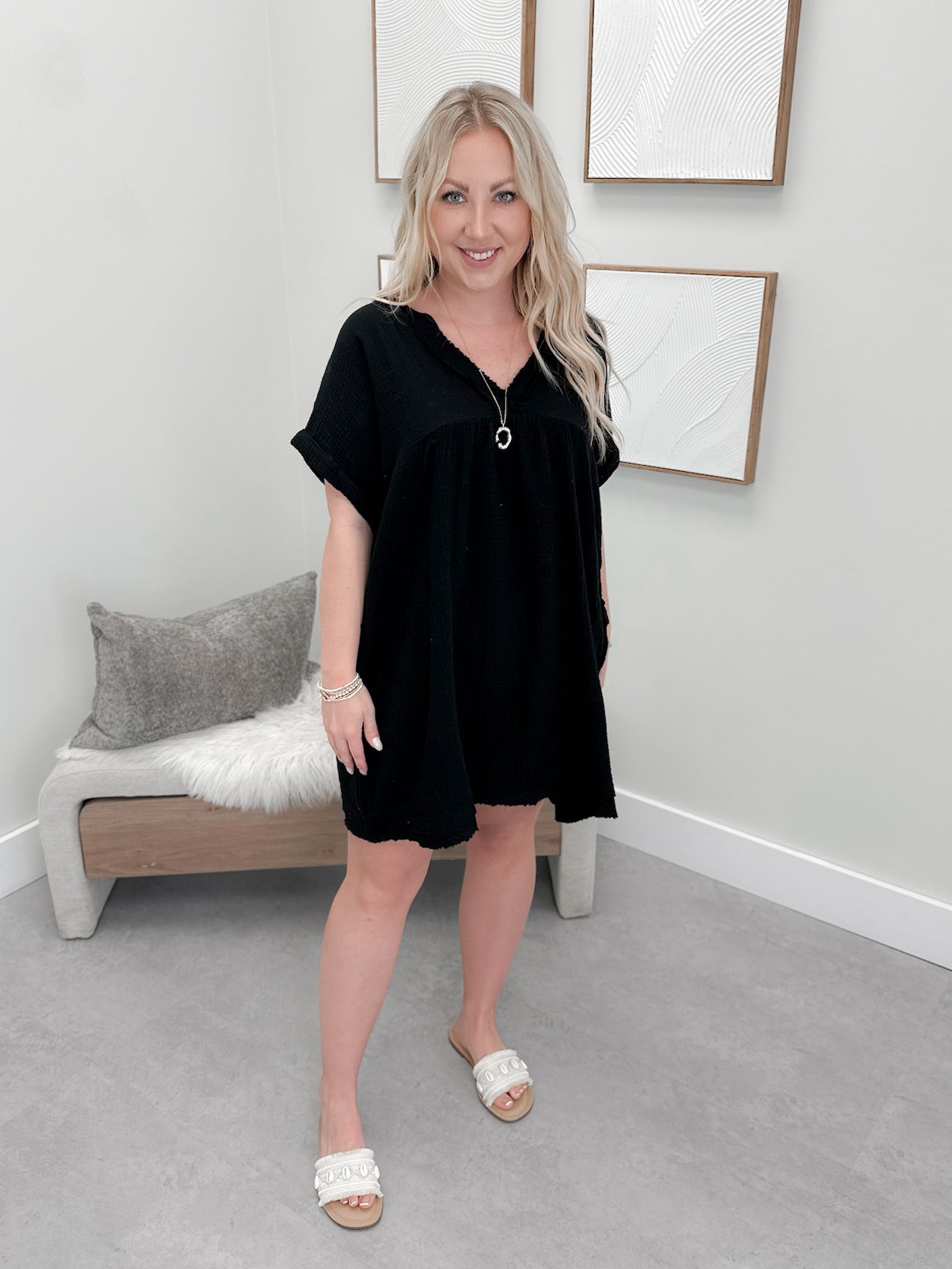 Belize Gauze Dress in Black