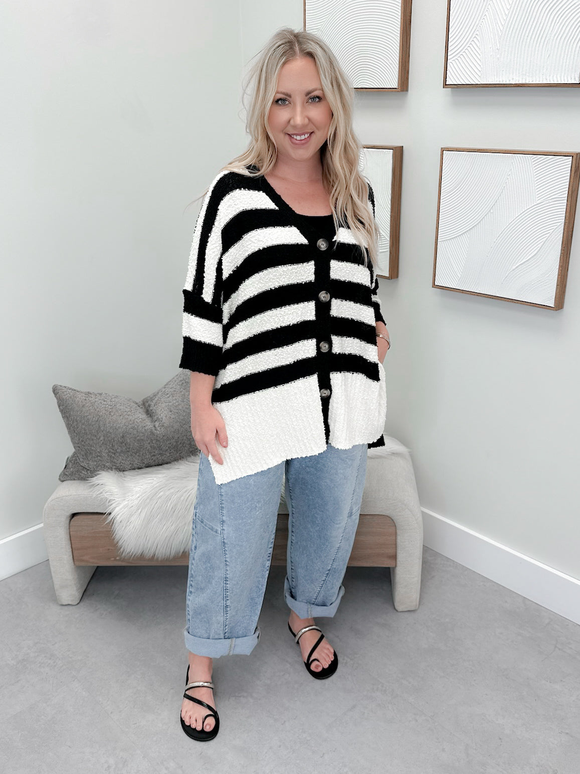 Kalista Cardi in Black Stripes