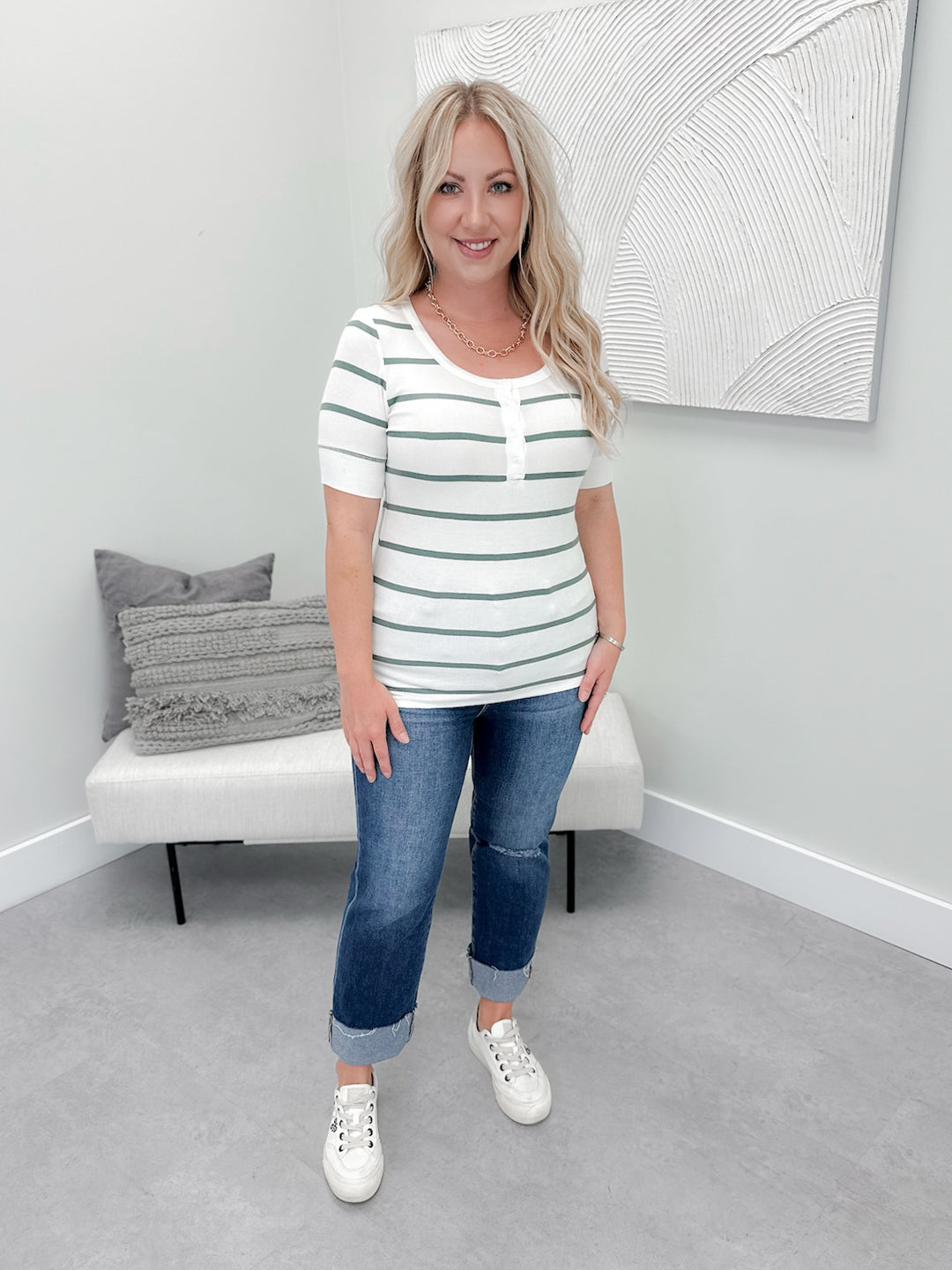 Kennedy Ribbed Top in Spruce
