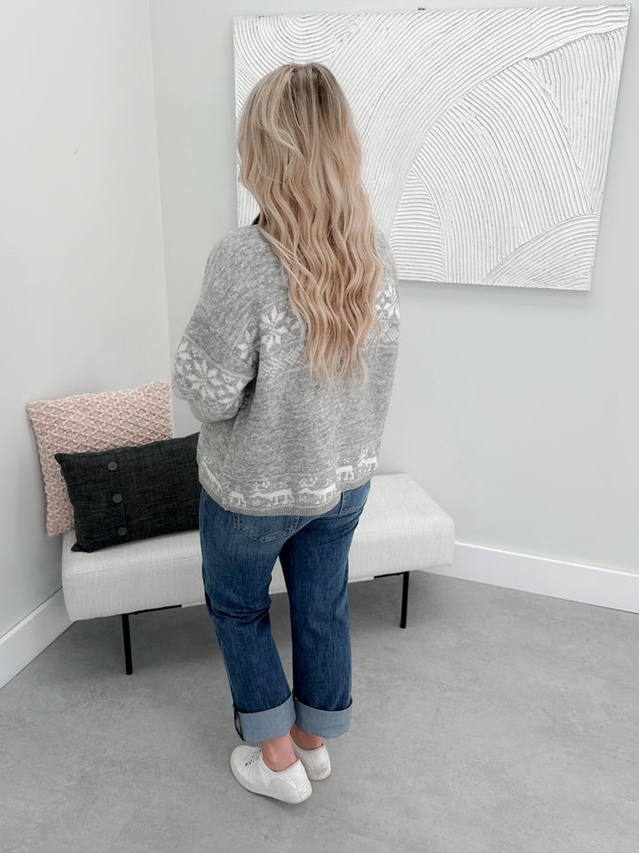 Frozen Zip Up Sweater in Grey