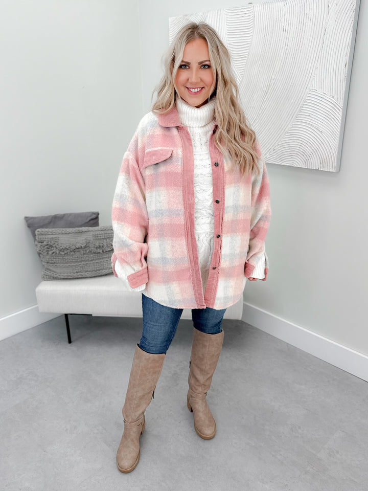 Gemma Shacket in Pink Plaid