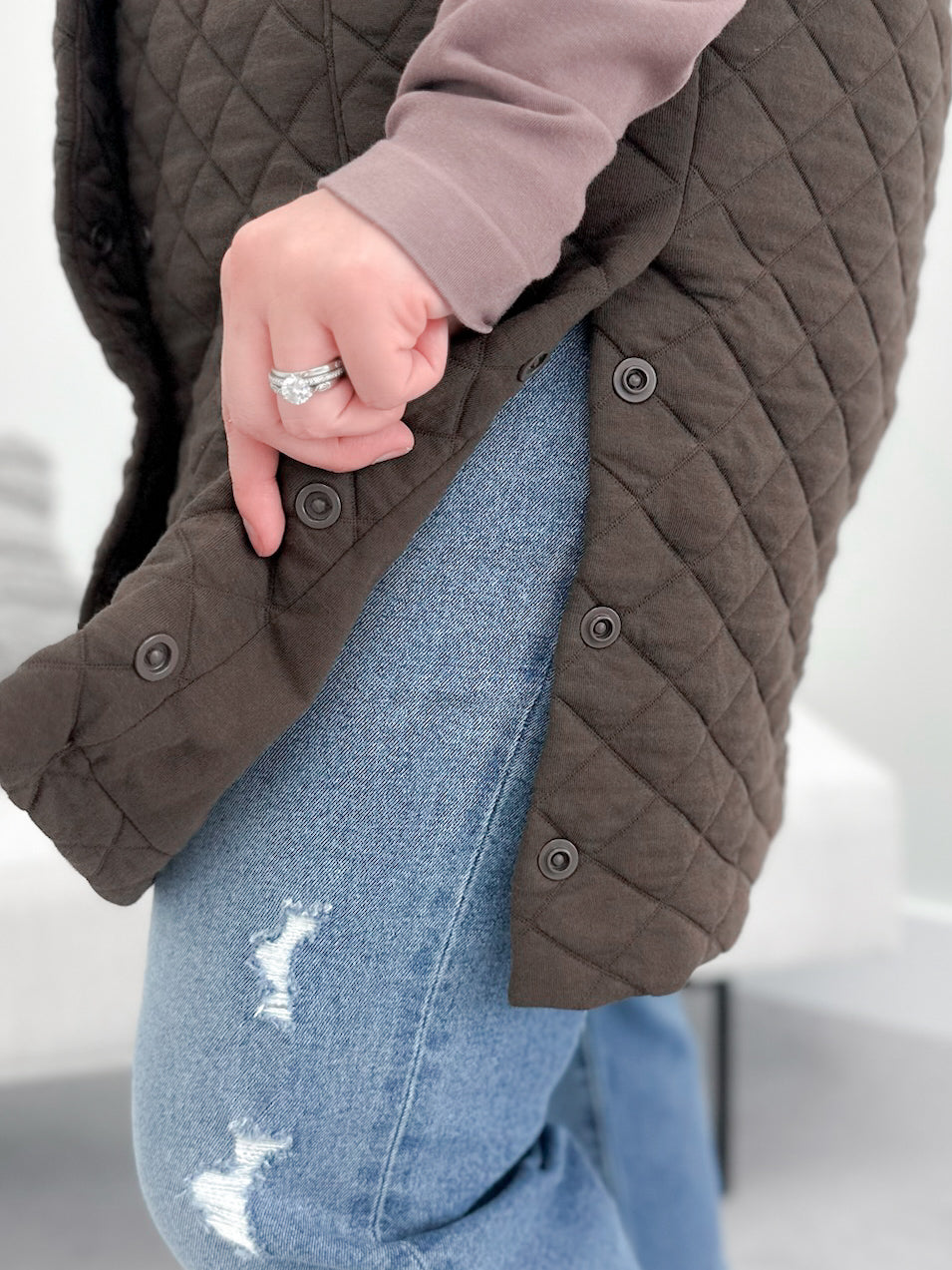 Jonnie Quilted Vest in Espresso