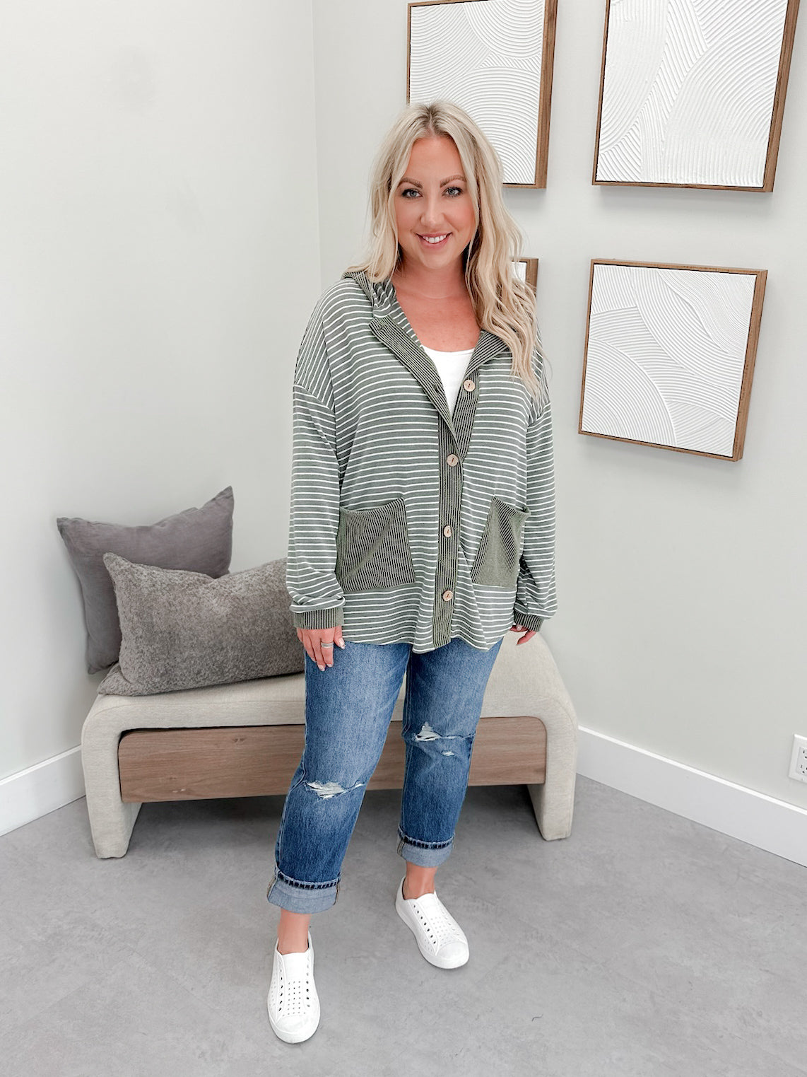 Maisy Button Up in Olive