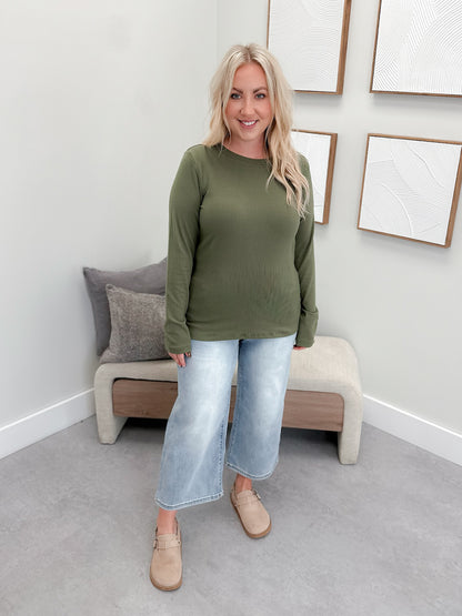 Reese Ribbed Long Sleeve in Olive